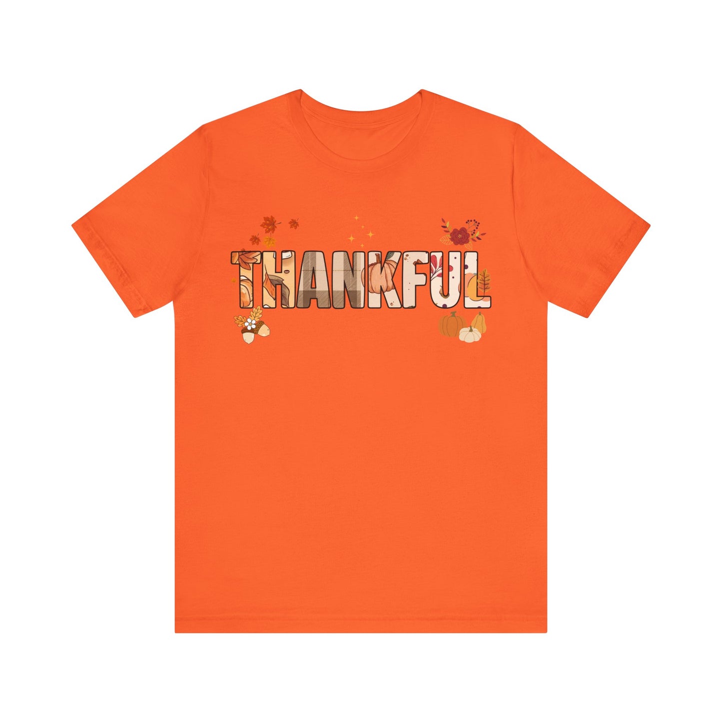 Thankful Fall Short Sleeve T-Shirt, Cozy Autumn Apparel, Thanksgiving T-Shirt, Gratitude Gift, Casual Wear, Holiday Outfit