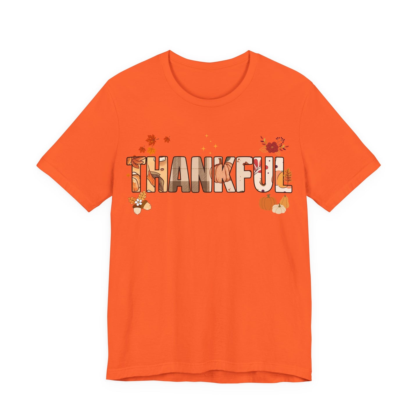 Thankful Fall Short Sleeve T-Shirt, Cozy Autumn Apparel, Thanksgiving T-Shirt, Gratitude Gift, Casual Wear, Holiday Outfit