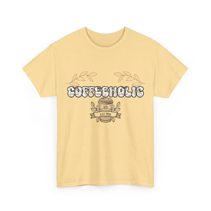 Coffeeholic Unisex Heavy Cotton Tee | Perfect T-Shirt for Coffee Lovers, Casual Wear, Gifts for Him/Her, Birthday, Everyday Style