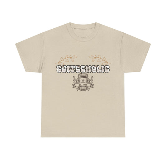 Coffeeholic Unisex Heavy Cotton Tee | Perfect T-Shirt for Coffee Lovers, Casual Wear, Gifts for Him/Her, Birthday, Everyday Style