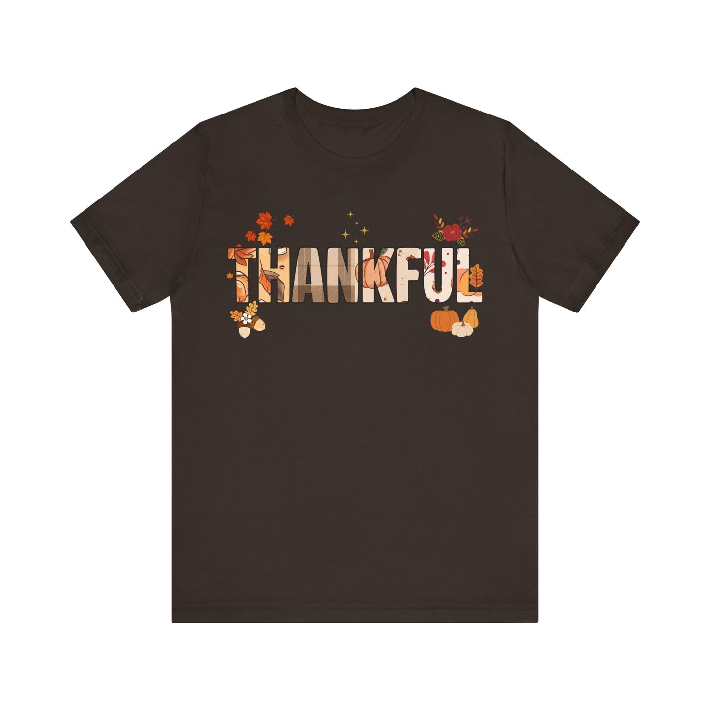 Thankful Fall Short Sleeve T-Shirt, Cozy Autumn Apparel, Thanksgiving T-Shirt, Gratitude Gift, Casual Wear, Holiday Outfit